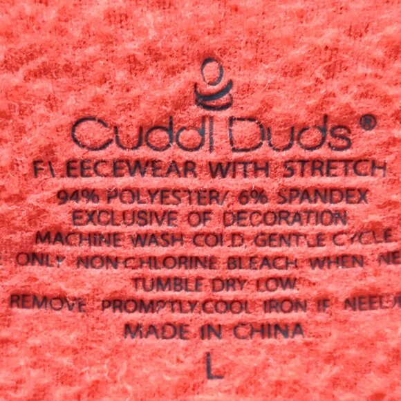 Cuddle Duds - 3-quarter zip fleece hoodie, orange, size Large - Picture 5 of 7